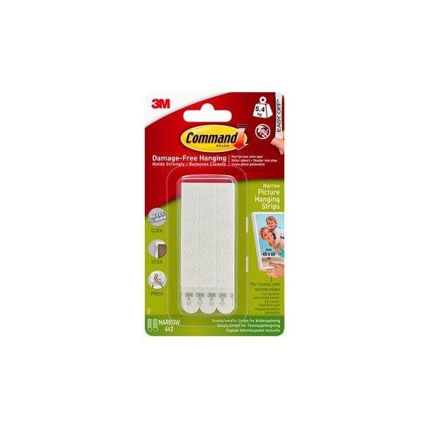 3M Command Smalle Klbestrips til Billedophng - Hvid (4 st)