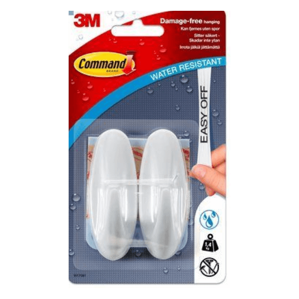 3M Command Mellemstore Designerkroge til Vådrum (2 stk)