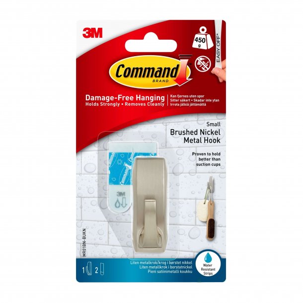 3M Command Lille Metalkrog - Satineret Nikkel