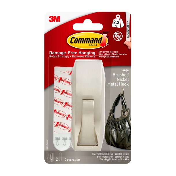3M Command Stor Metalkrog - Børstet Nikkel