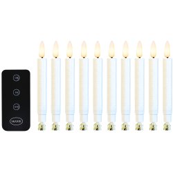 LED Juletrslys (passer til Georg Jensen), hvid, 10 stk. med justerbar klips og fjernbetjening