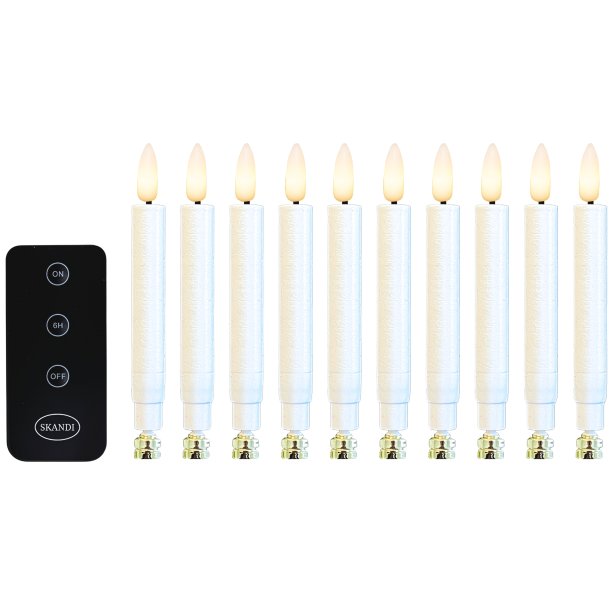 LED Juletrslys (passer til Georg Jensen), hvid, 10 stk. med justerbar klips og fjernbetjening