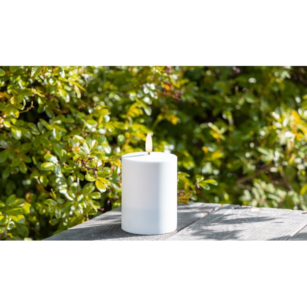 Udendørs Solcelle Bloklys Ø7,5 x H10 cm, hvid