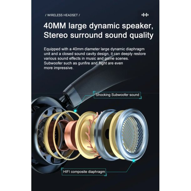 Bluetooth hretelefoner VJ 364 m. noise-cancelling, sort