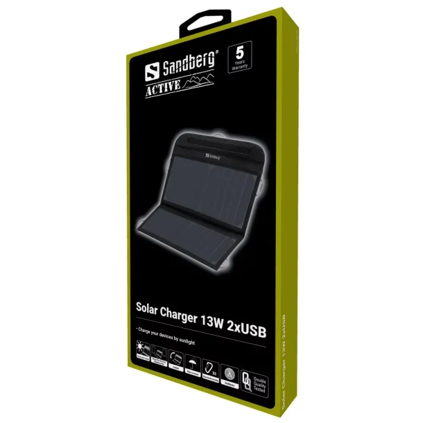 Sandberg Solar Charger 13W 2xUSB, Sort