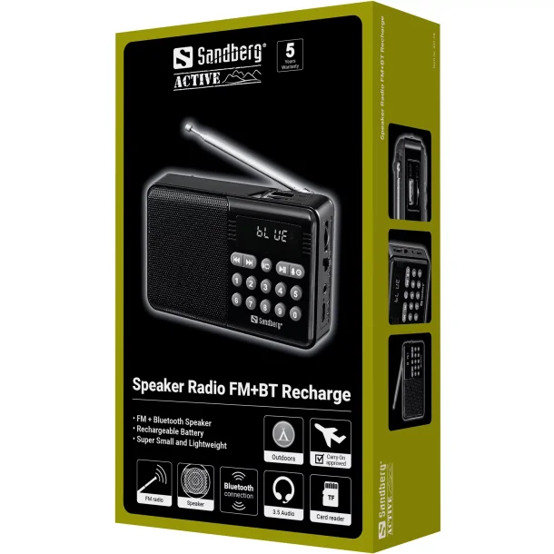 Sandberg Speaker Radio FM+BT Recharge