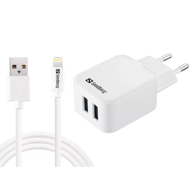 Sandberg AC Charger Dual USB + Lightning-kabel