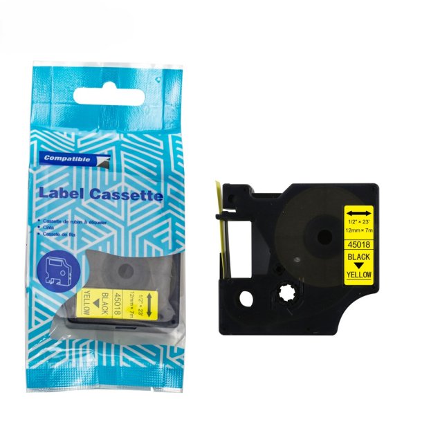 Kompatibel DYMO label tape D1, 12 mm x 7 m - sort/gul