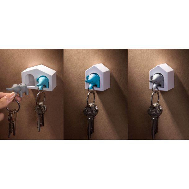 Qualy design Hvid Ngleholder med Gr Elefant