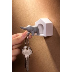 Qualy design Hvid Ngleholder med Gr Elefant