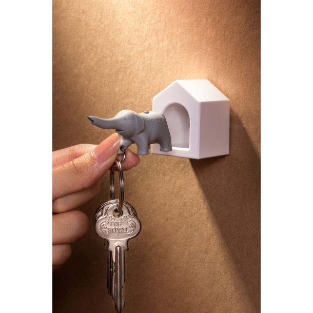 Qualy design Hvid Ngleholder med Gr Elefant