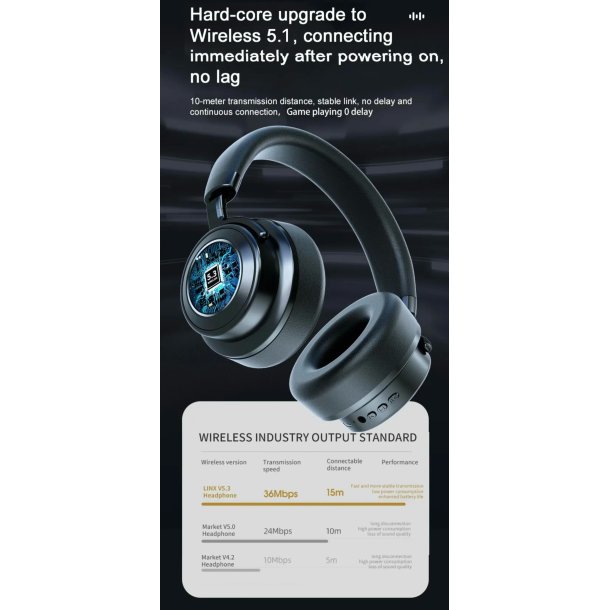 Bluetooth hretelefoner VJ 364 m. noise-cancelling, beige
