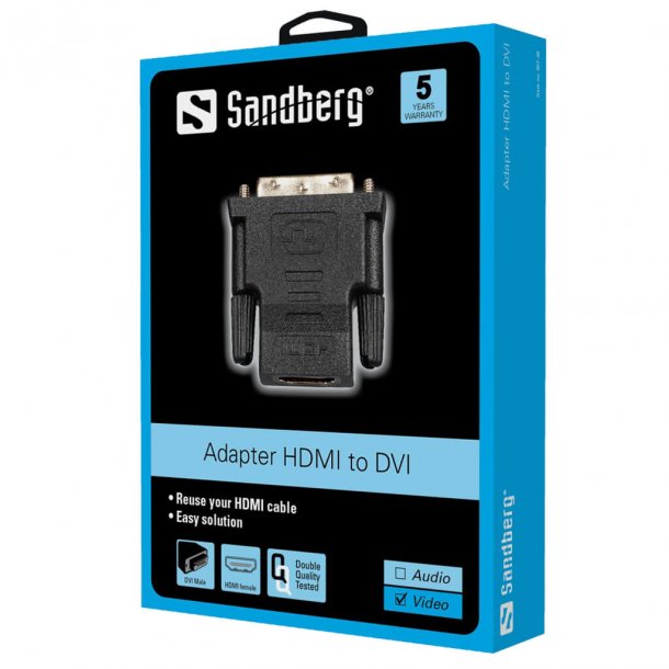 Sandberg DVI-M to HDMI-F Adapter, Sort