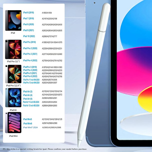 iPad pen som Apple pencil (iPad 2018-2024) - trdls, hvid