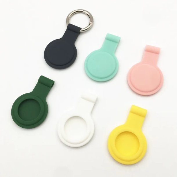 SERO AirTag silikonfodral med nyckelring/karbinhake, vit