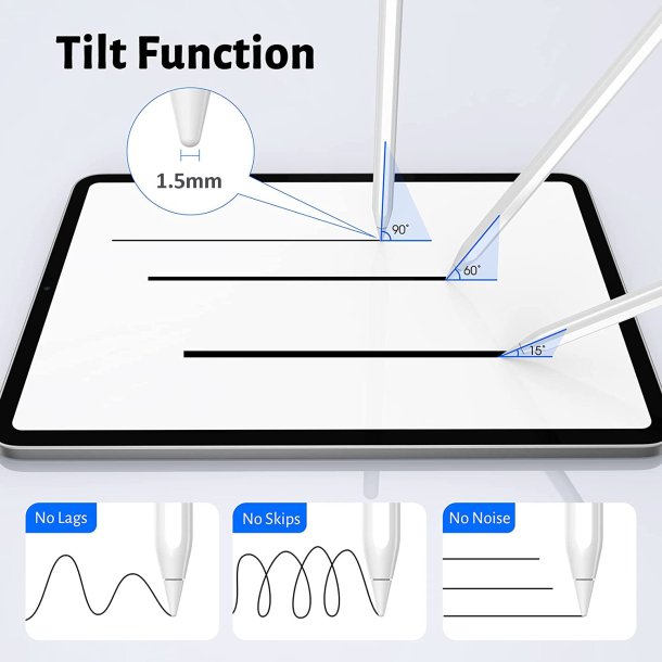 iPad pen som Apple pencil (iPad 2018-2024) - trdls, hvid