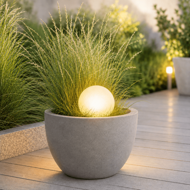 Solcelle LED lyskugle �15 cm � udend�rs hvid