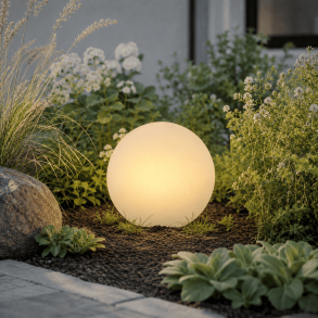 Solcelle LED lyskugle �20 cm � udend�rs hvid