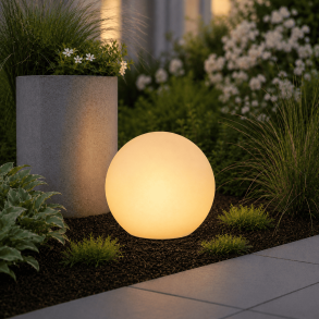 Solcelle LED lyskugle �30 cm � udend�rs hvid