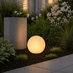 Solcelle LED lyskugle �25 cm � udend�rs hvid