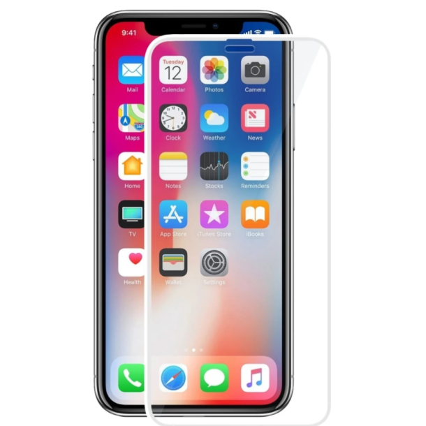 Skrmbeskyttelse (9H glas) - iPhone XR, hvid