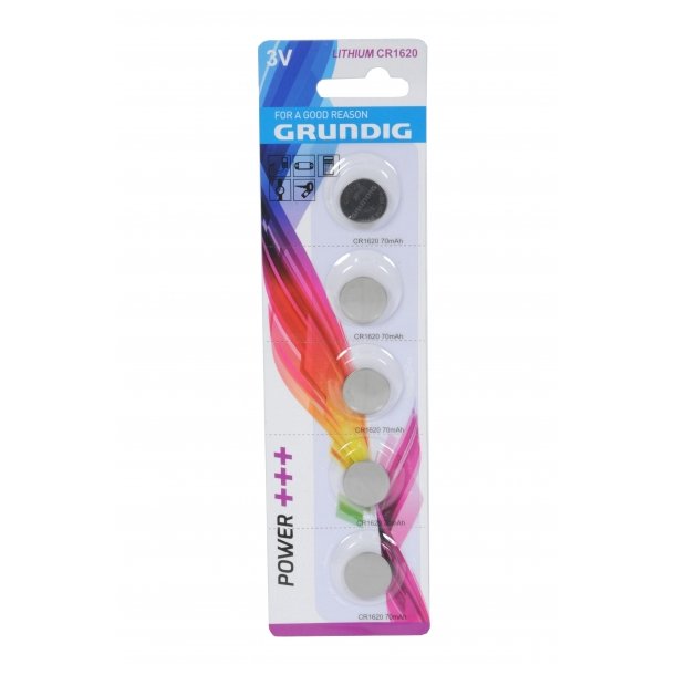 Grundig CR1620 batteri - 3V lithium, 5 stk