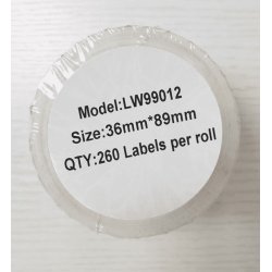 Kompatibel DYMO label etiketter, 36 mm x 89 mm, 260 stk - sort/hvid