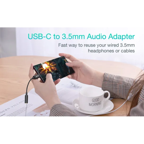 Choetech AUX003 USB-C til DC 3.5 mm hun-hovedtelefonstik lydkabel