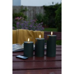 LED bloklys - udendørs, grøn, 3 stk.inkl. fjernbetjening