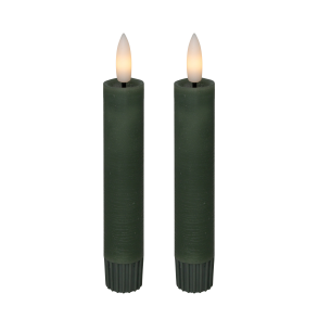 LED kronelys, 11 cm, grn, 2 stk.