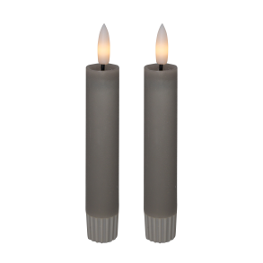 LED kronelys, 11 cm, gr, 2 stk.