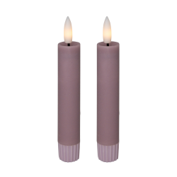 LED kronelys, 11 cm, rosa, 2 stk.