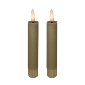 LED kronelys, 11 cm, sand, 2 stk.