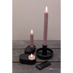 LED kronelys, 11 cm, rosa, 2 stk.