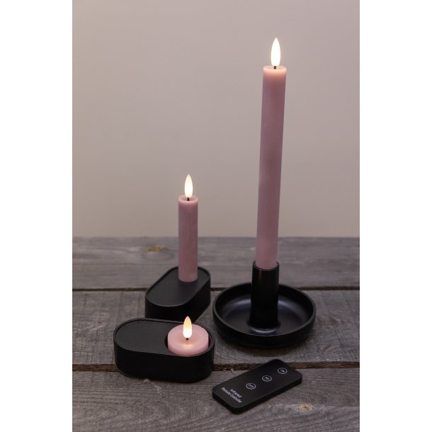 LED kronelys, 11 cm, rosa, 2 stk.