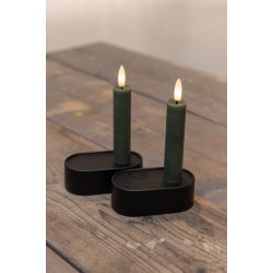 LED kronelys, 11 cm, grn, 2 stk.