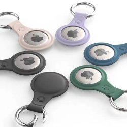 AirTag silikonfodral med nyckelring/karbinhake, gul