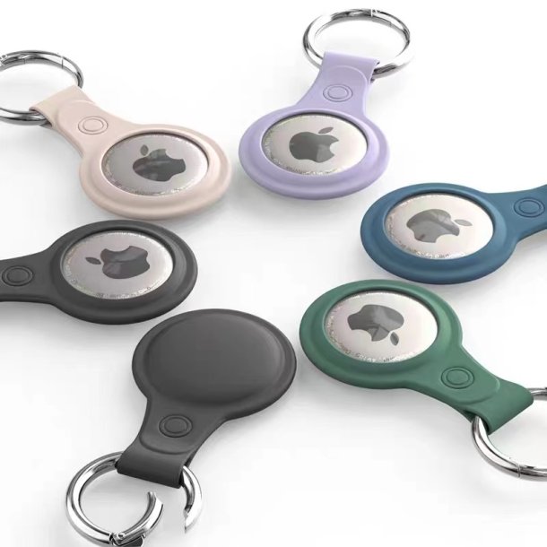 AirTag silikonfodral med nyckelring/karbinhake, gul