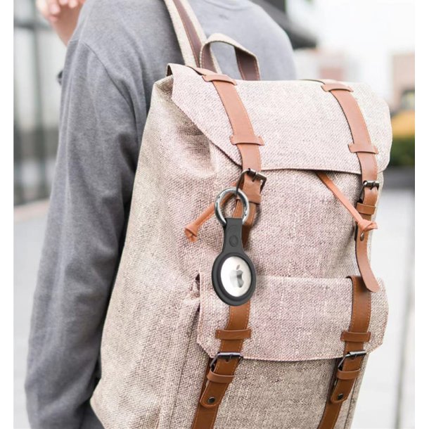 AirTag silikonfodral med nyckelring/karbinhake, svart