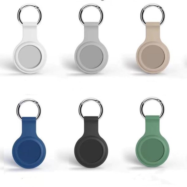 AirTag silikonfodral med nyckelring/karbinhake, beige