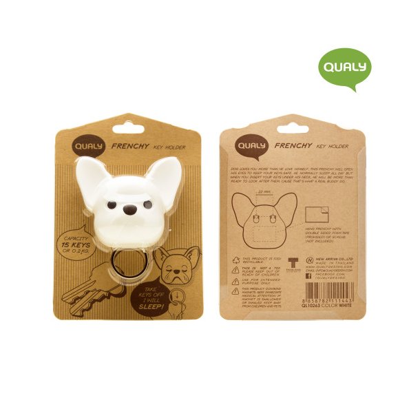 Qualy Frenchy Dog Key Holder, Hvid