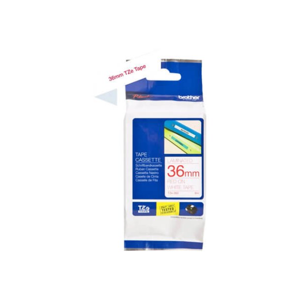 Brother TZe tape 36 mm x 8 m red / white