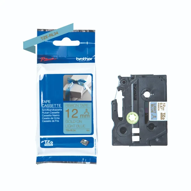 Brother TZe-RL34 printer guld p lyseblt satinbnd, 12 mm