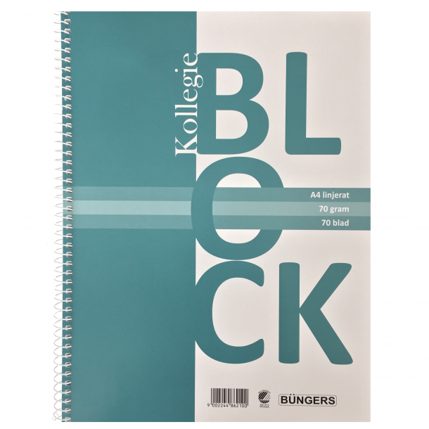 Bngers Kollegieblok A4 u/huller linieret 70 ark 70 gr. (10 stk.)