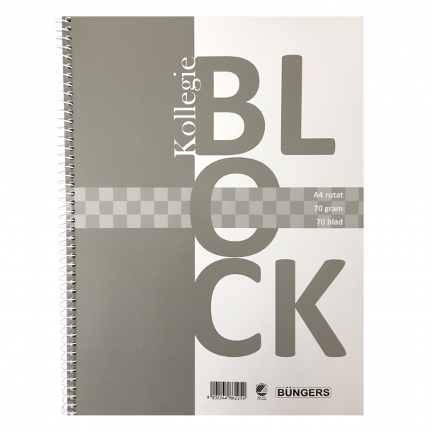 Büngers  Kollegieblok A4 u/huller kvadreret 70 ark 70 gr. (10 stk)