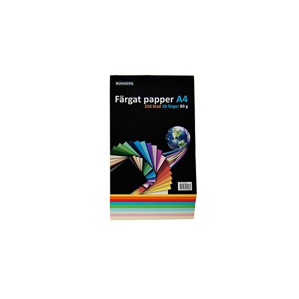 B&uuml;ngers Farvet Kopipapir - 250 ark, Assorteret