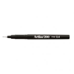 Artline Fineliner 200 Fine 0.4 Sort, 12 stk