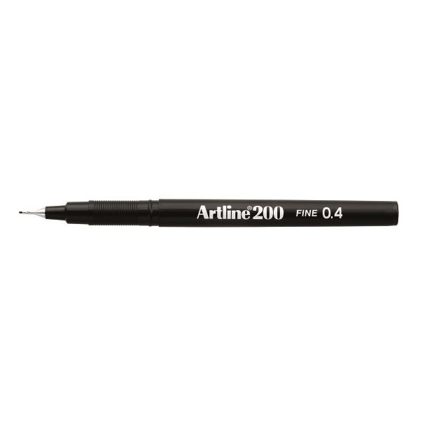 Artline Fineliner 200 Fine 0.4 Sort, 12 stk