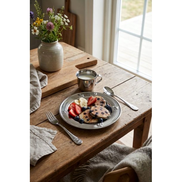 B�rnes�t i rustfrit st�l 4 dele � tallerken, kop, gaffel &amp; ske | Steel Function