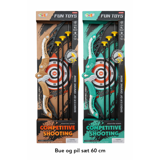 Bue og pil s�t 60 cm med 3 sugekop-pile